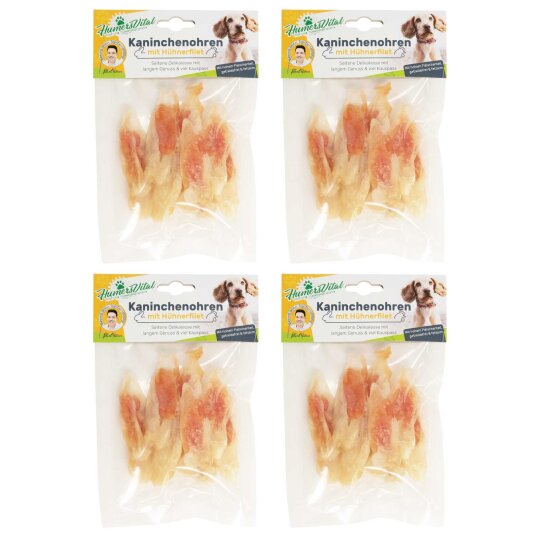 HumersVital Hunde Snack Kaninchenohren mit Huhn 4x70g