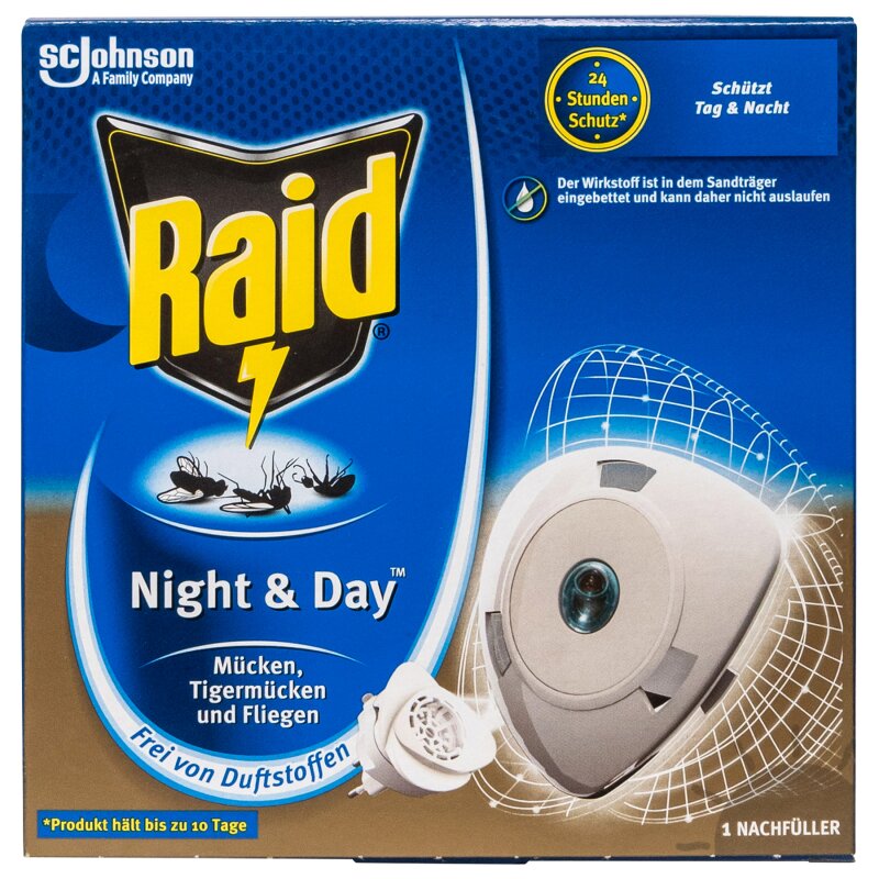 2x Raid Night & Day Trio Insekten Stecker Nachfüller gegen Mücken Fliegen & A 